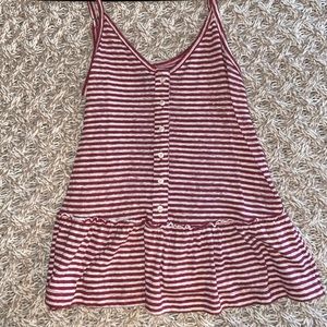 Burgandy and white striped tank